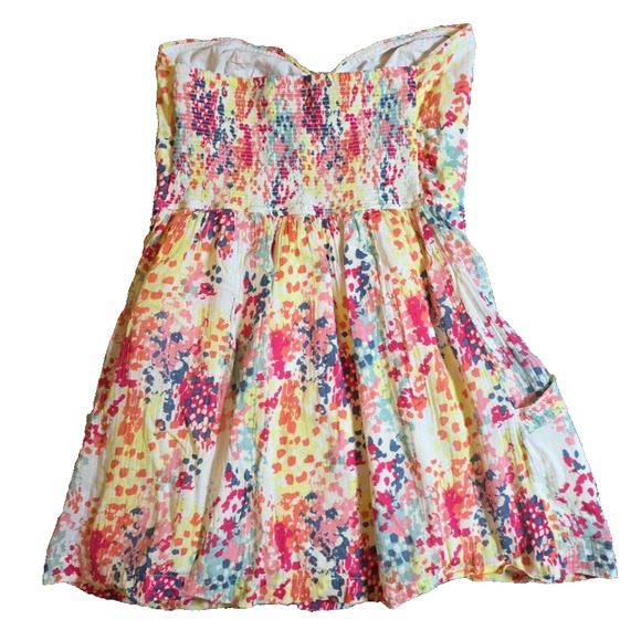 Abercrombie & Fitch Y2K Floral Strapless Babydoll Cotton Dress VTG Rare Med - Picture 2 of 8